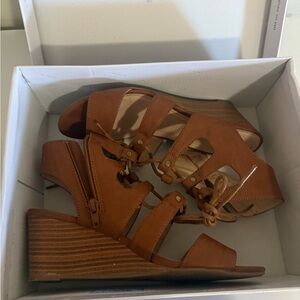 White Mountain Tan Wedge Sandals